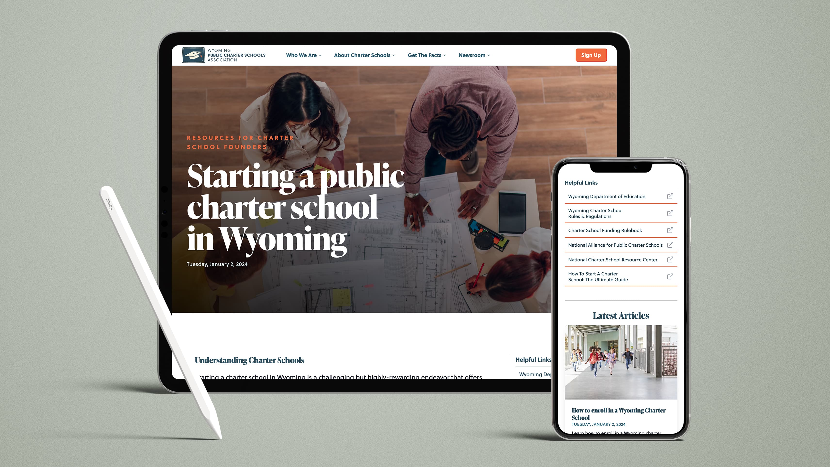 Wyoming Charter Schools Tablet & Phone mockup