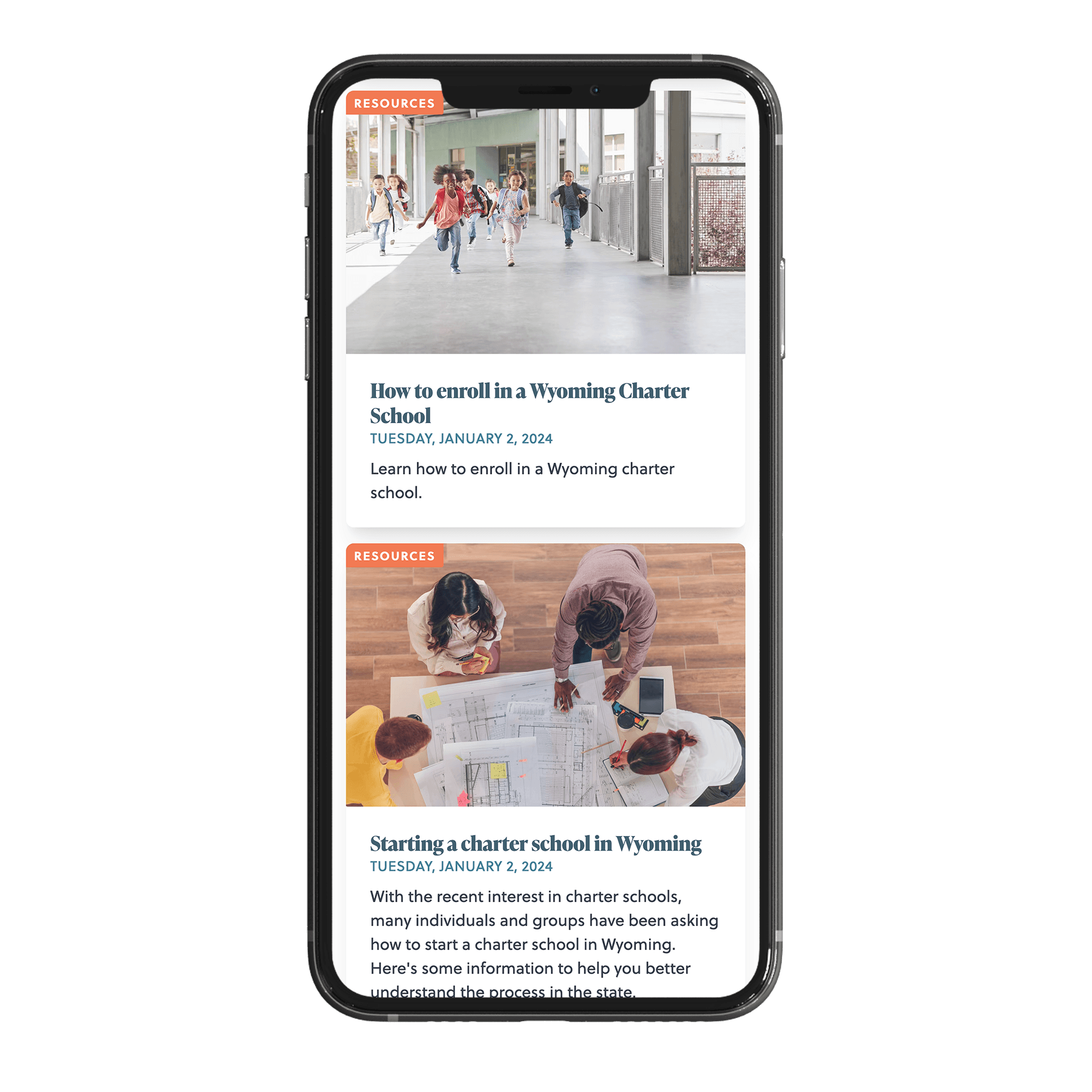 Wyoming Charter Schools Phone mockup
